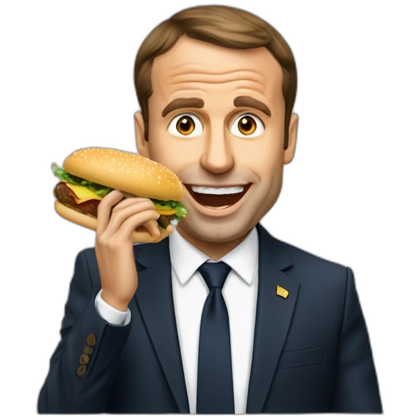 Macron qui mange un hamburger emoji