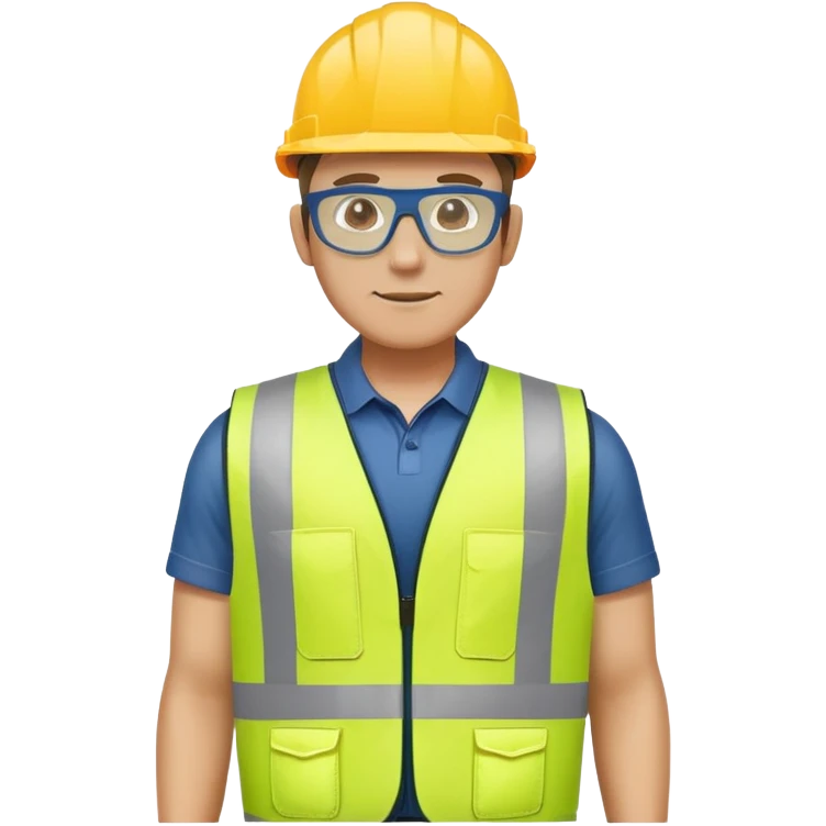 Man with hi-vis vest, jeans and safety glasses emoji