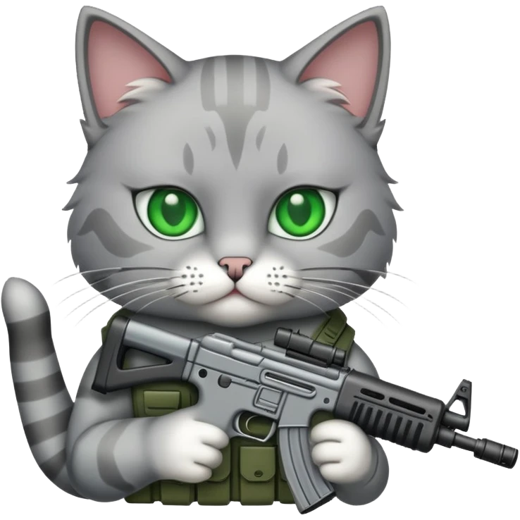 Cat holding an assault rifle  emoji