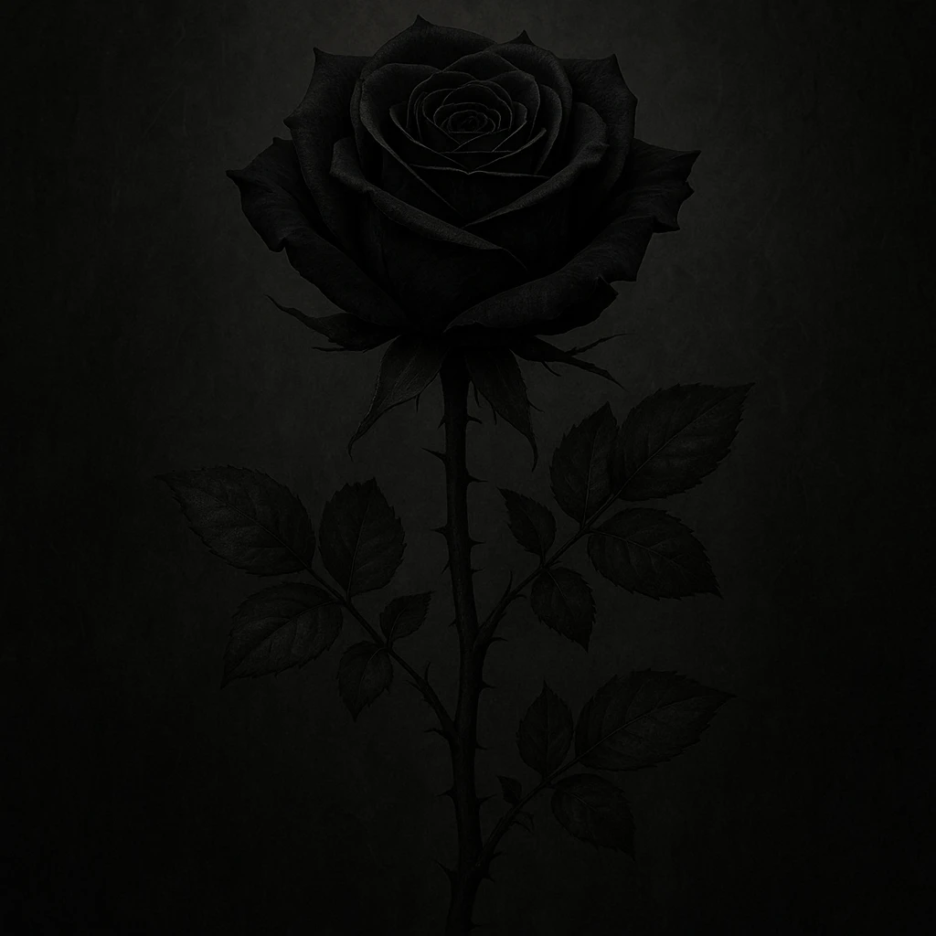 gothic style black rose, dark and elegant emoji