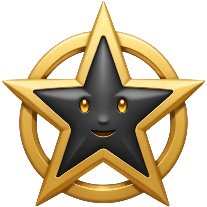 Black star in golden circle emoji