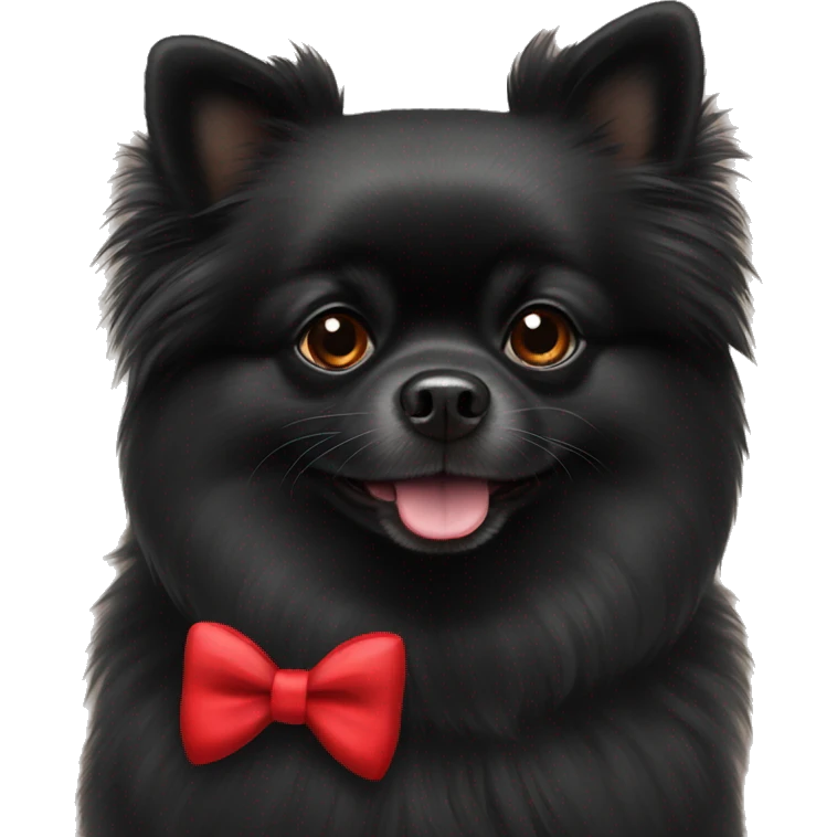 Black Pomeranian in red bow tie emoji