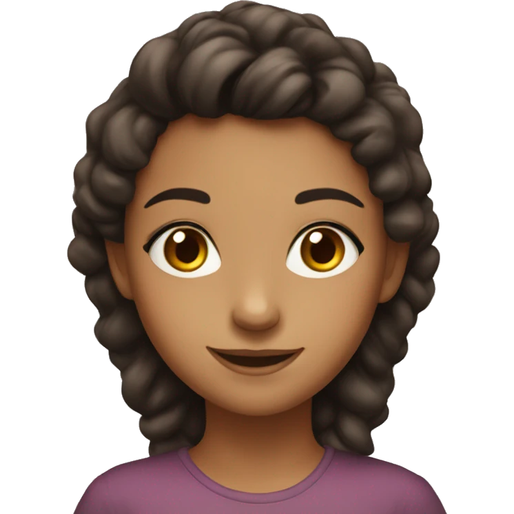 Brunnet girl with brown eyes smiling emoji