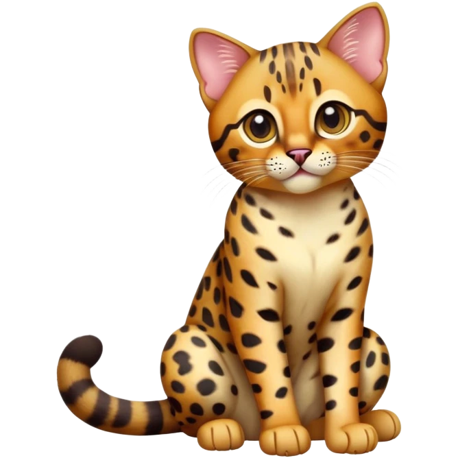 cinematic-[Bengal cat]-realistic-full-body-sitting-emoji,-tail-curled-playfully-around-its-paws,-head-tilted-dramatically,-sleek-[leopard patterned]-fur,-simplified-yet-hilariously-adorable-features,-highly-detailed,-glowing-with-an-almost-sarcastic-glow emoji