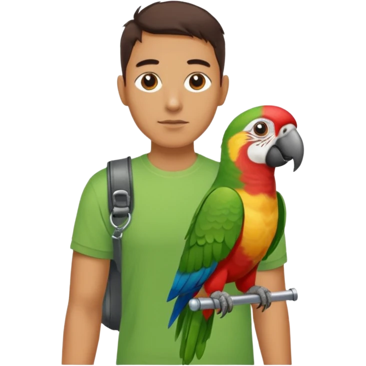 Walker + parrot on shoulder, Pet Walkers. emoji