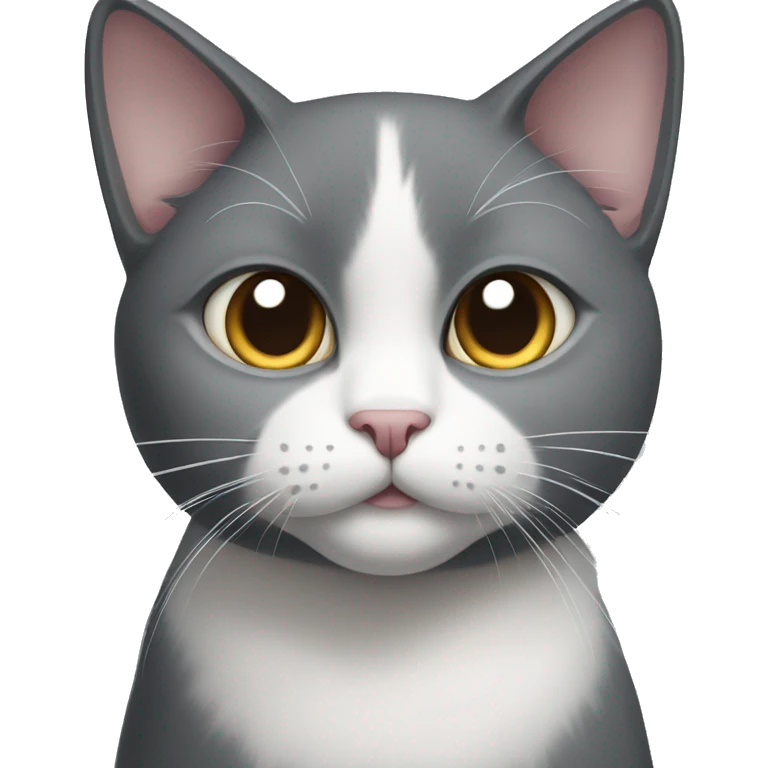 A dark grey and white cat light eyes emoji