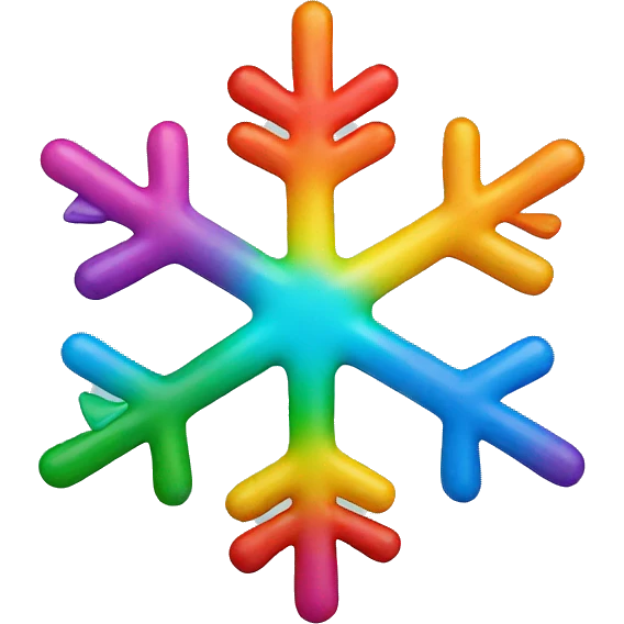 Smiling rainbow snowflake emoji