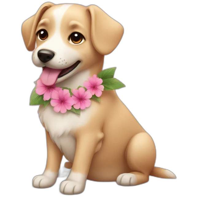dog with pink flower emoji