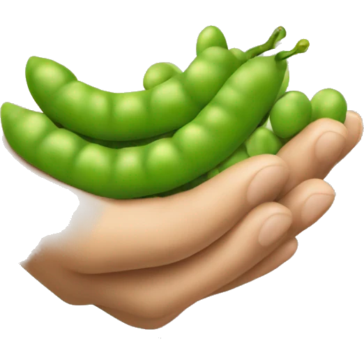 Make someone’s hand digging into the edamame but give the edamame a face of discomfort emoji