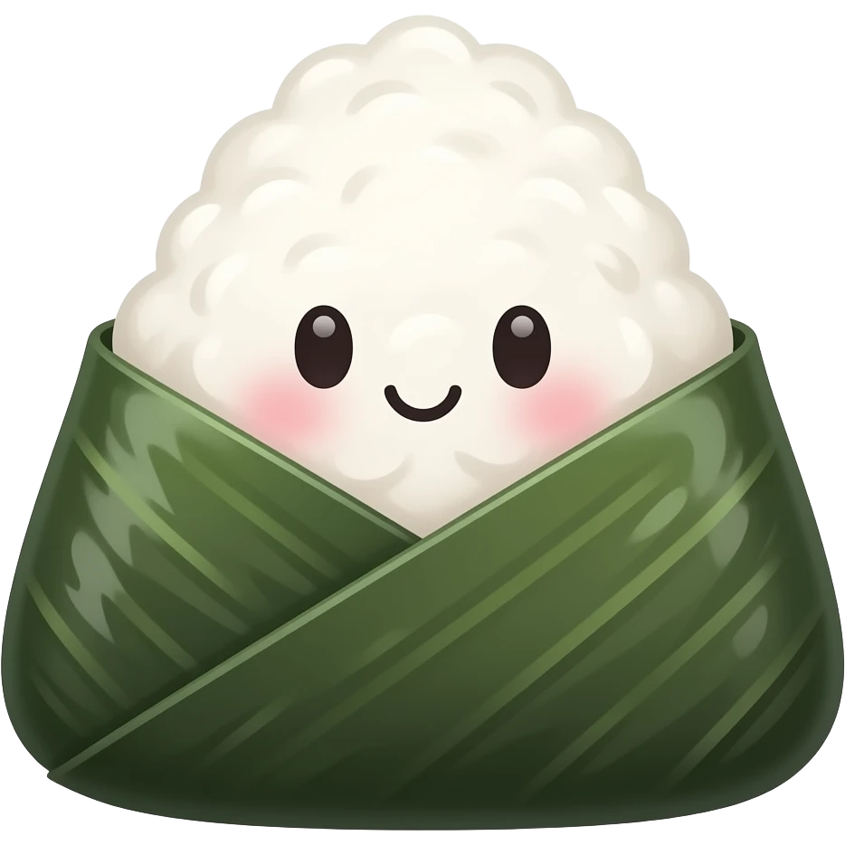 kawaii triangle kimbap emoji, triangular rice ball wrapped in seaweed, simple cute icon style, minimal design emoji