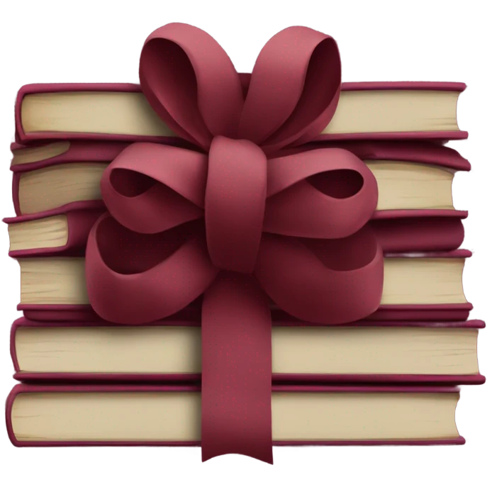 burgundy books stacked up and tied together by a burgundy bow emoji
