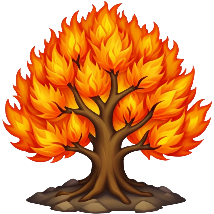 Burning bush with bright orange flames emoji