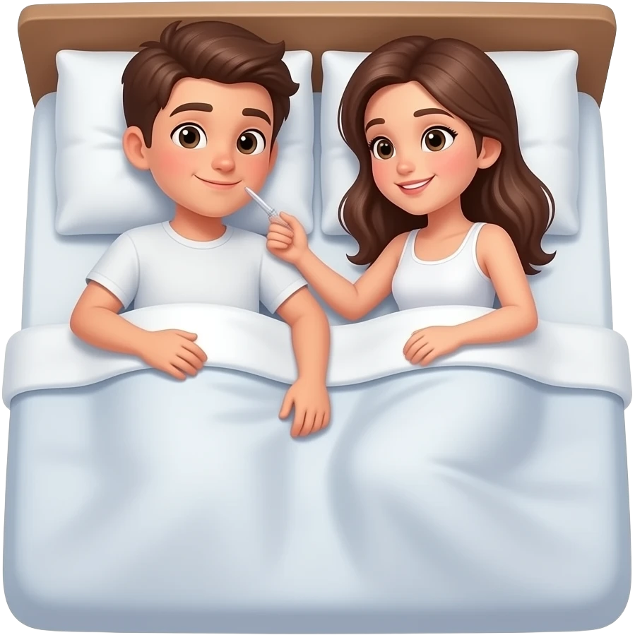 un chico y una chica en una cama apunto de follar emoji