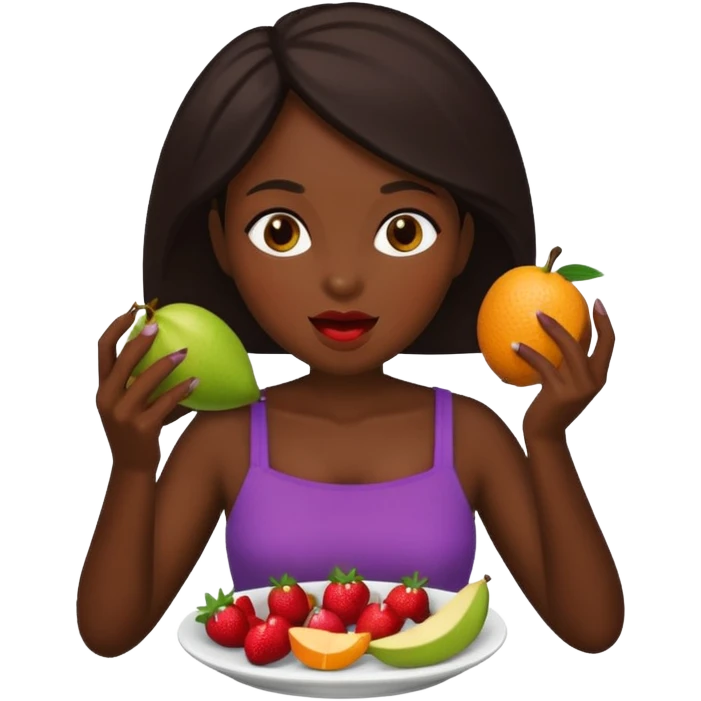 dark skin woman eating fruit emoji