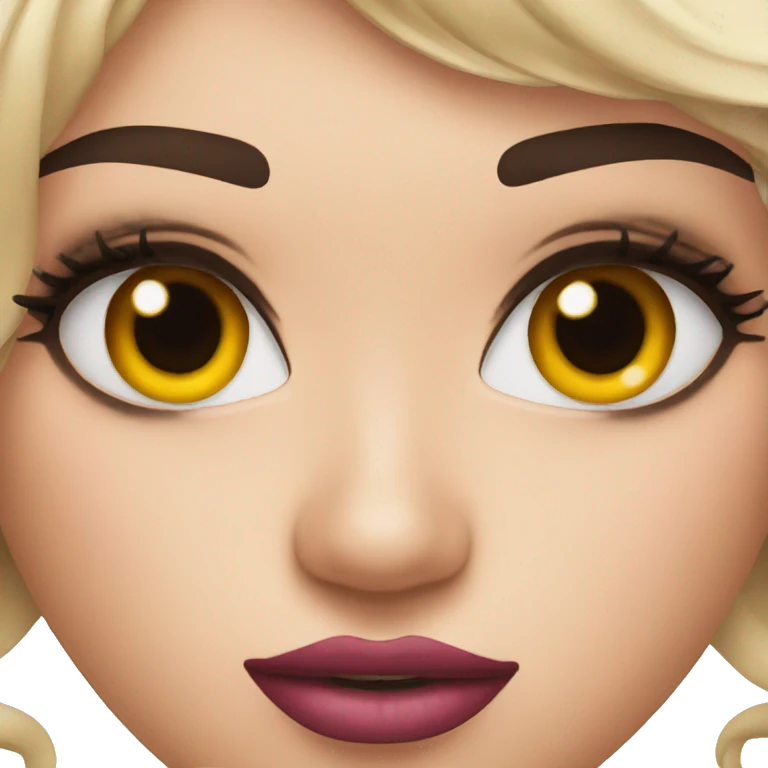 Sweaty emoji with eyeliner and lipstick emoji