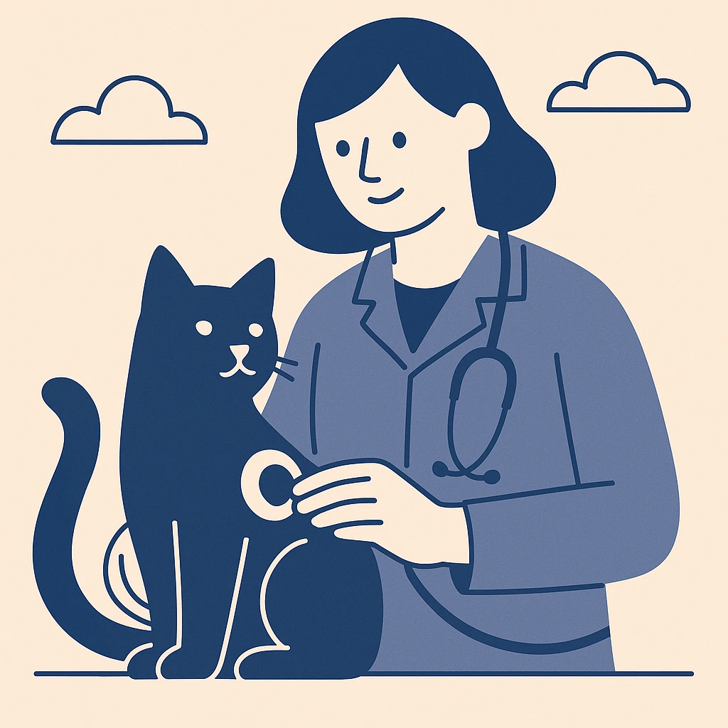 veterinarian examining a cat emoji