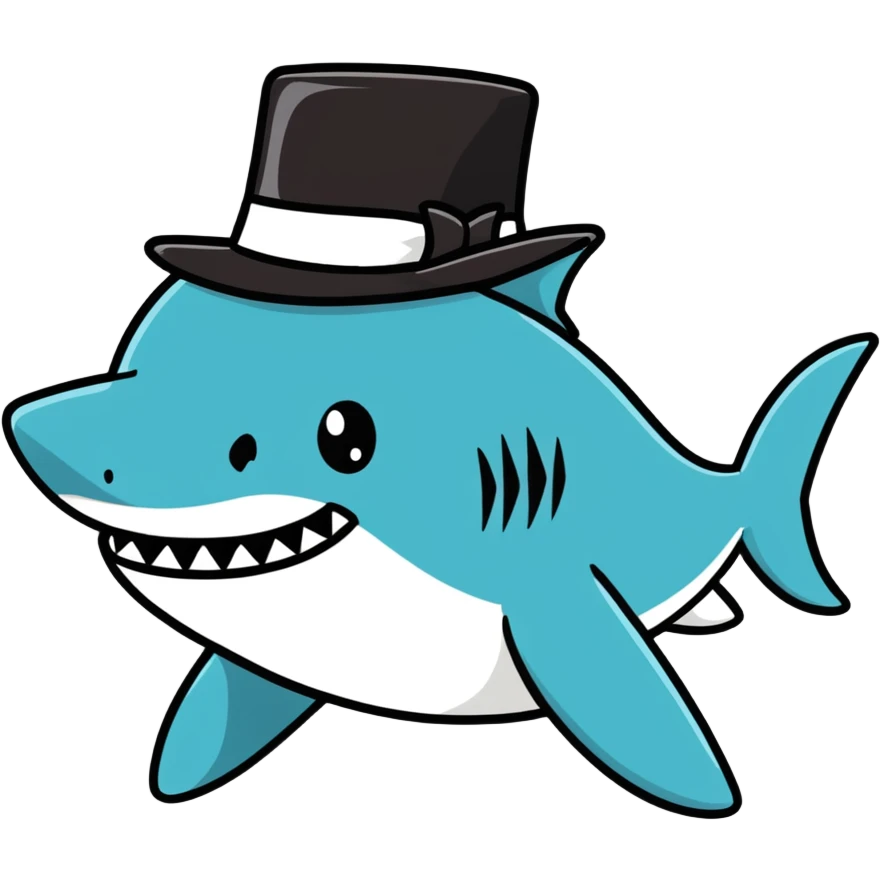Shark with a top hat emoji