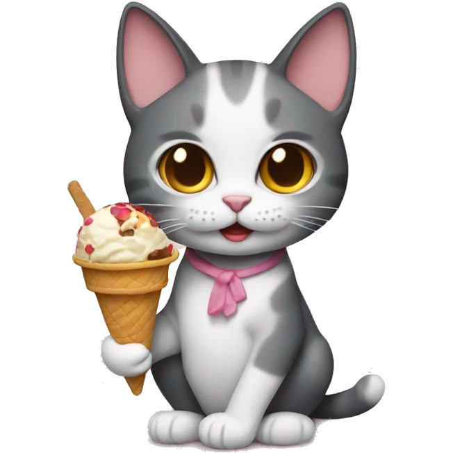 Cat holding a ice cream  emoji