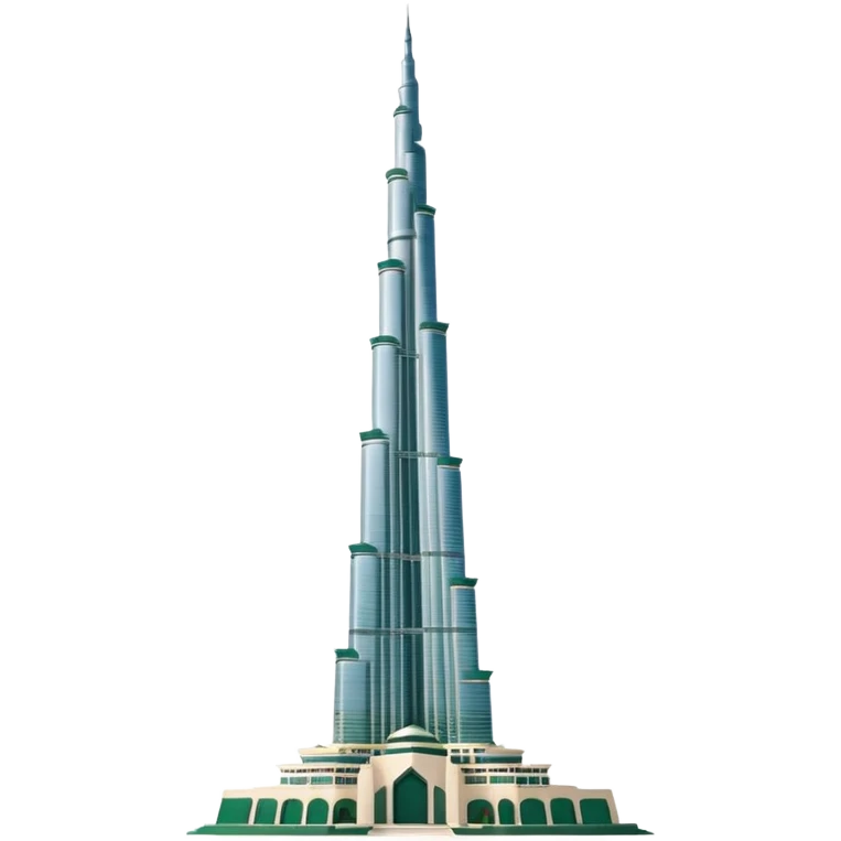 Burj Khalifa, minimalist white with dark green elements, emoji style emoji
