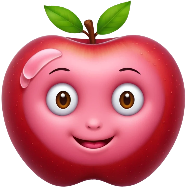 cute worm in apple emoji