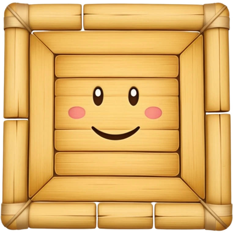 A 3D cartoon flat woven mat made of straw or bamboo strips, top-down view, soft shadow. emoji