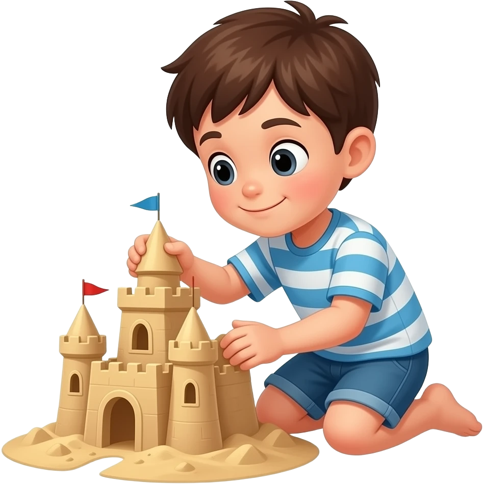 child boy building a sandcastle emoji