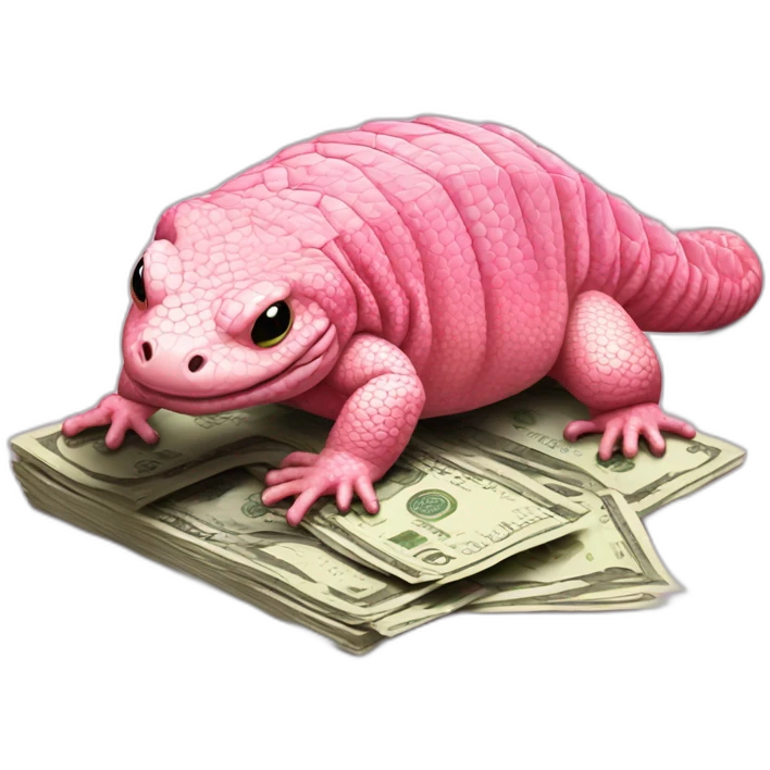 fat tegu lizard pink with cash emoji