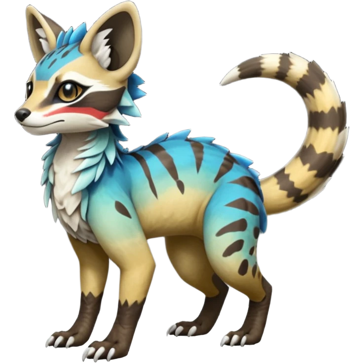 Rare realistic exotic aesthetic gradients-colorful vibrant Vernid-Protogen-Primagen-Wickerbeast-Genet-Sergal-Trico-species-Fakemon-hybrid-creature by LiLaiRa, beautiful intricate markings, full body emoji