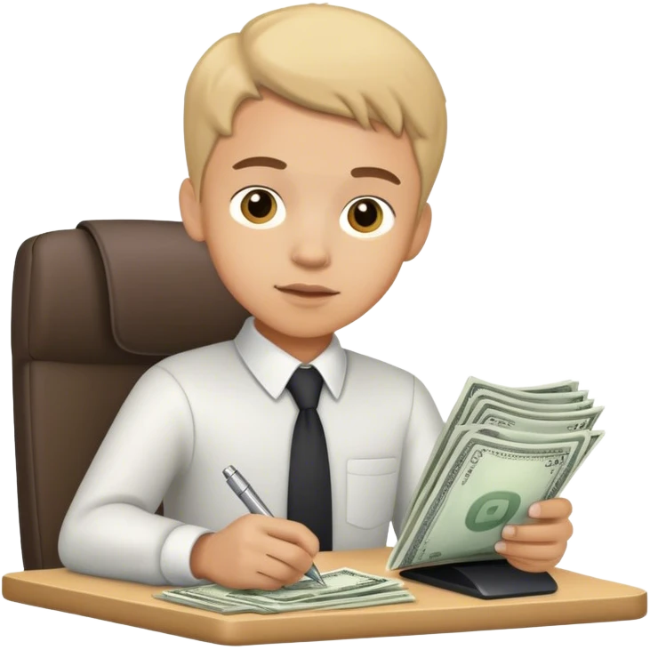 Boy doing finances emoji