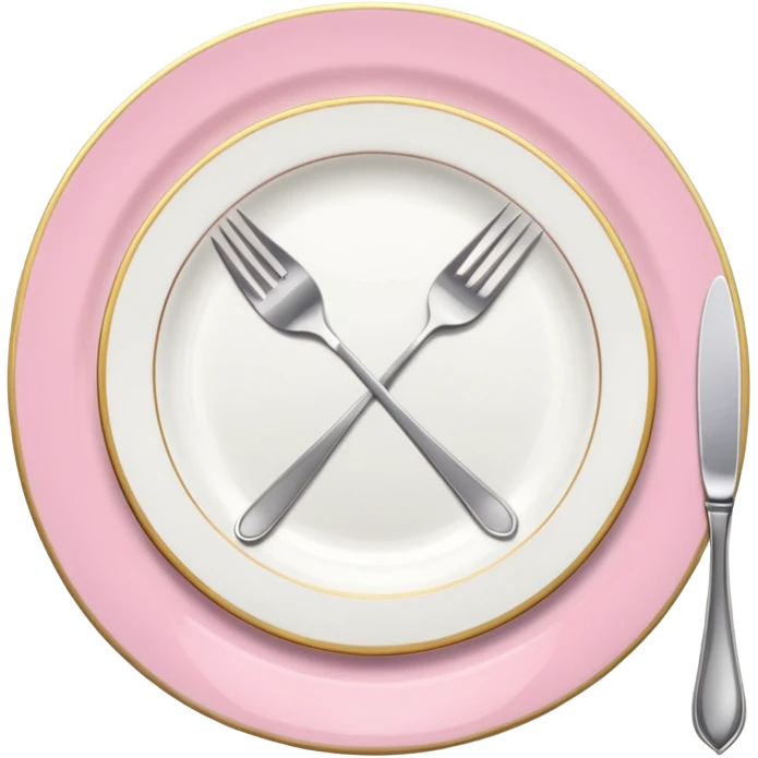 A luxurious plate with pink accents and elegant details, fork and knife emoji