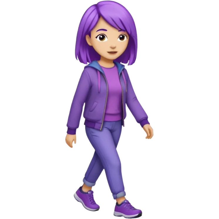 purple haired light skinned woman walking emoji