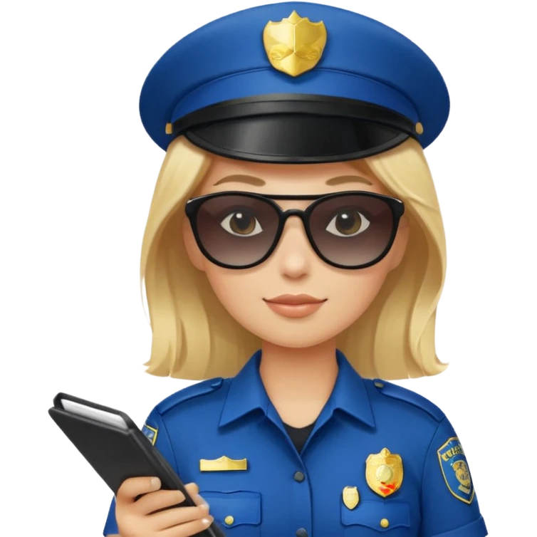 Police writing ticket with sunglasses on, female emoji