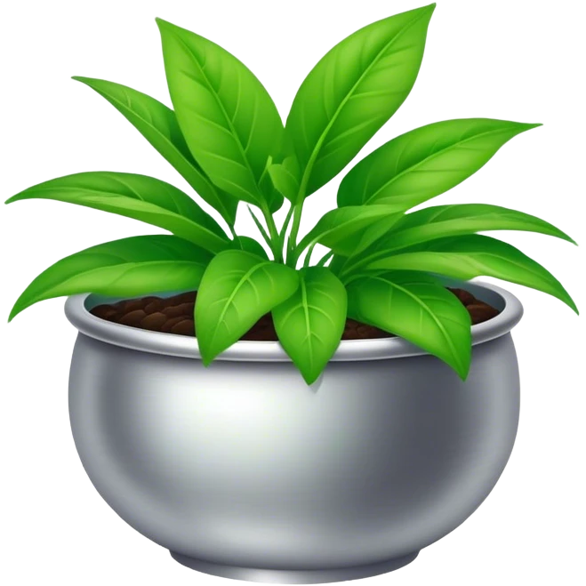green plant in silver bowl emoji