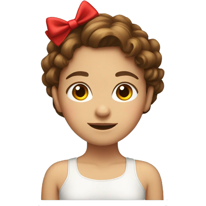 girl with brown wavy hair with a red bow in the back of her hair  emoji