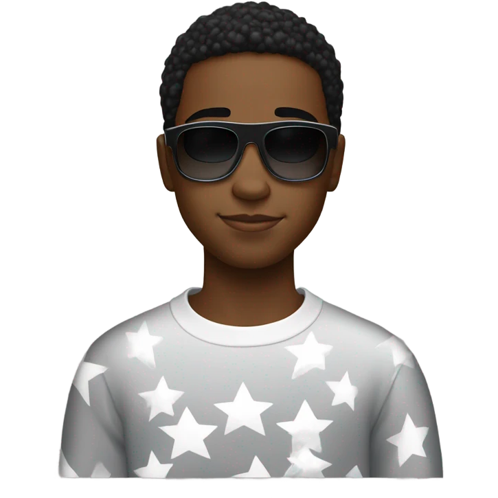 black boy with white star jumper y2k sunglasses  emoji