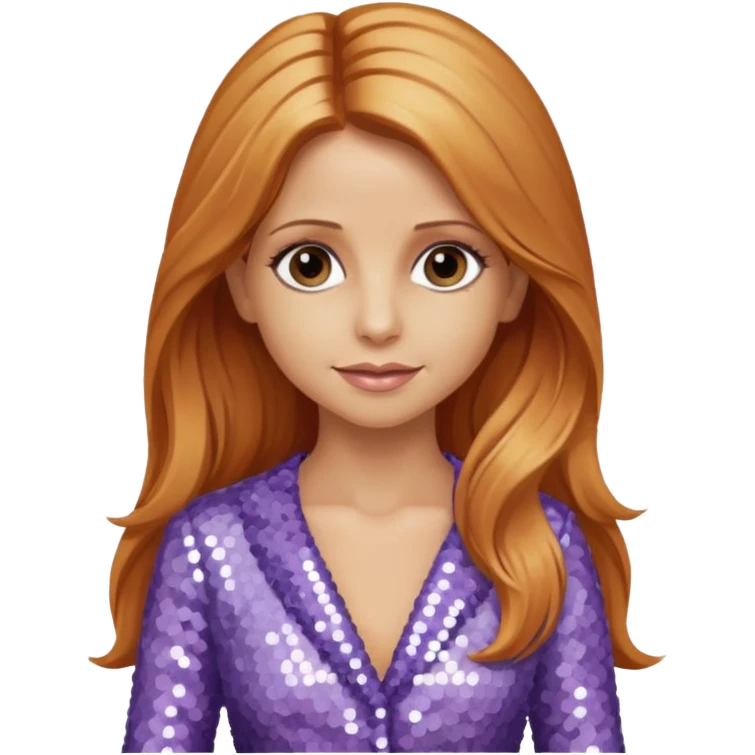 Sarah Michelle Gellar with long reddish blonde hair, lavender sequin outfit emoji