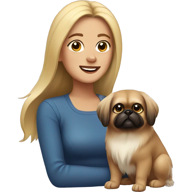 Women with Pekingese emoji