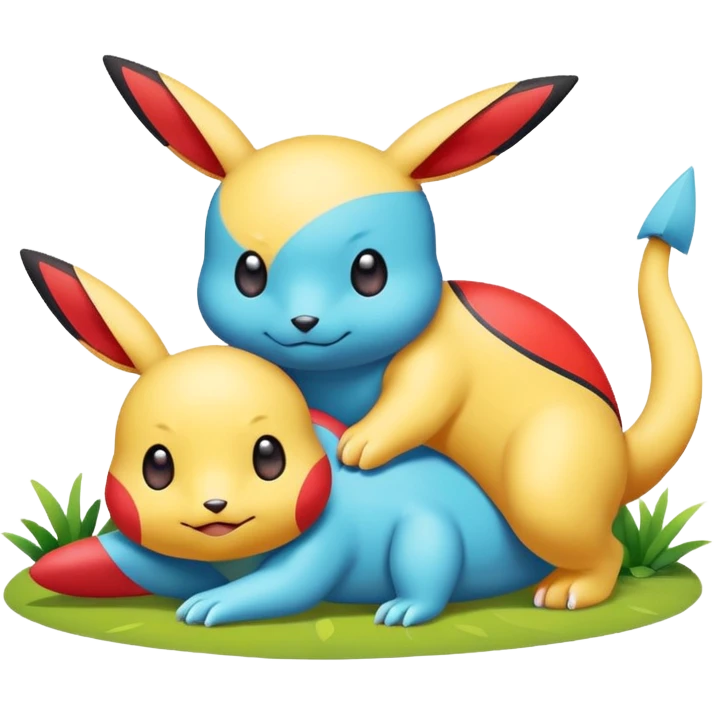 2 friendly pokemans one fell down and the other is helping the other get up  emoji