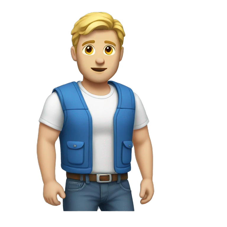 White guy with a blue vest emoji