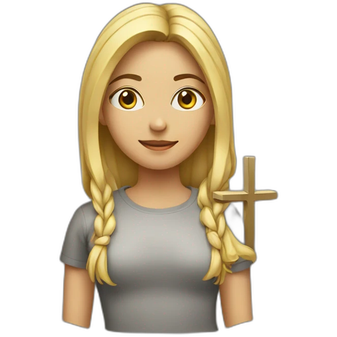 Woman with a cross t-shirt emoji