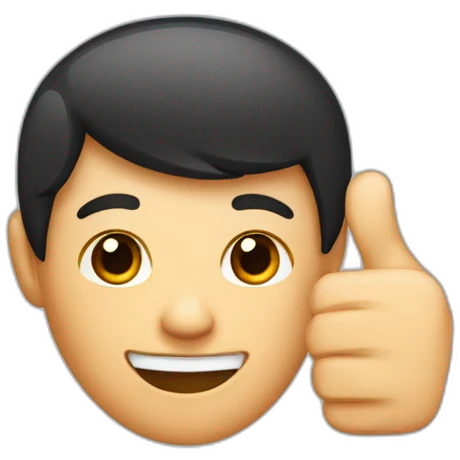 half of the hair is red, half is black, the face is not visible behind the hair, shows a thumbs up emoji