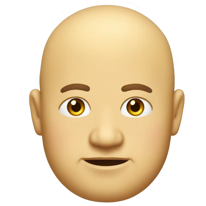 The face of a fat yellow man with no hair on the sides. On the top and middle of his head is a lock of standing hair emoji