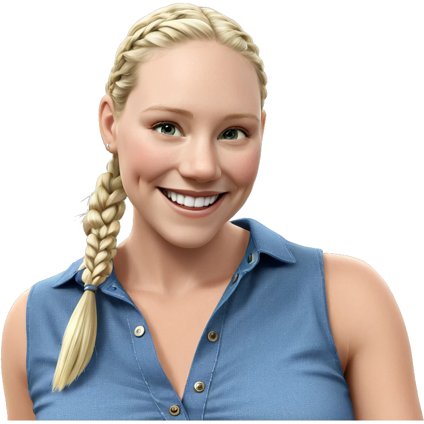 smiling girl with blonde braid emoji