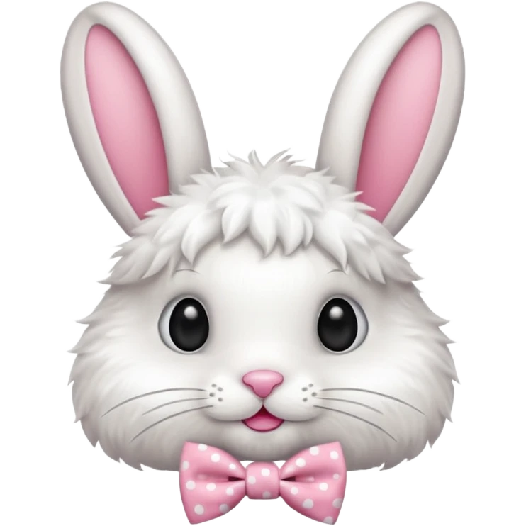 Fluffy rabbit with polka-dot bow tie emoji