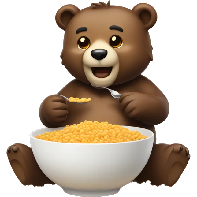 Bear eating a bowl of cereals emoji