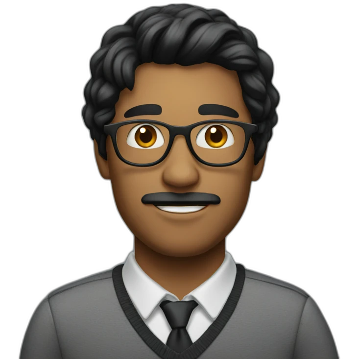 Long black hair man nerd emoji
