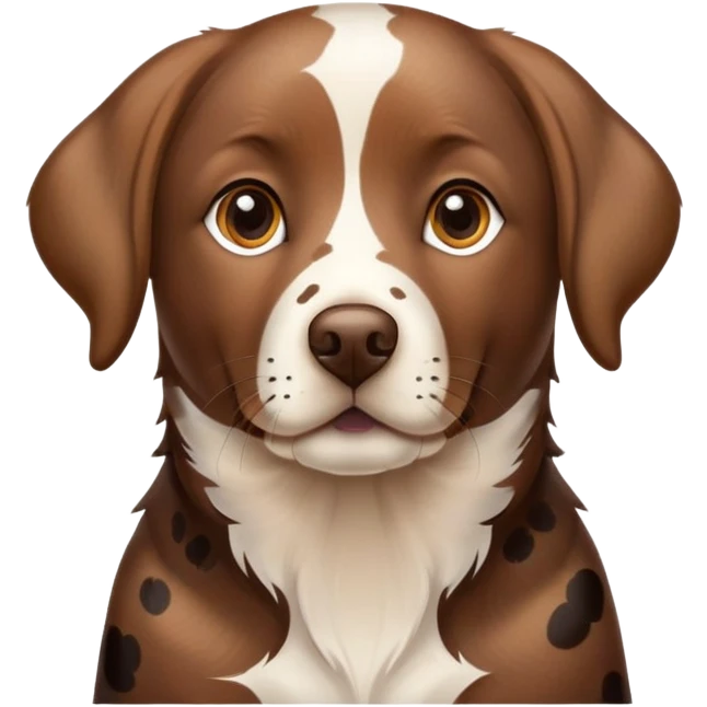 photorealistic brown Labrador retriever with spotted calico pattern, detailed fur texture, lifelike eyes emoji