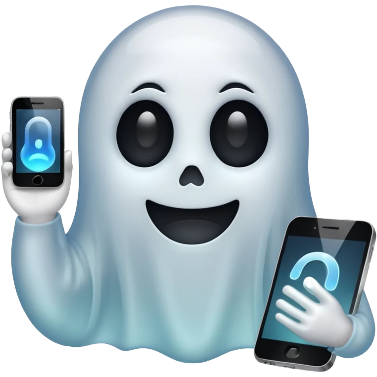 ghost emoji with a phone beside emoji