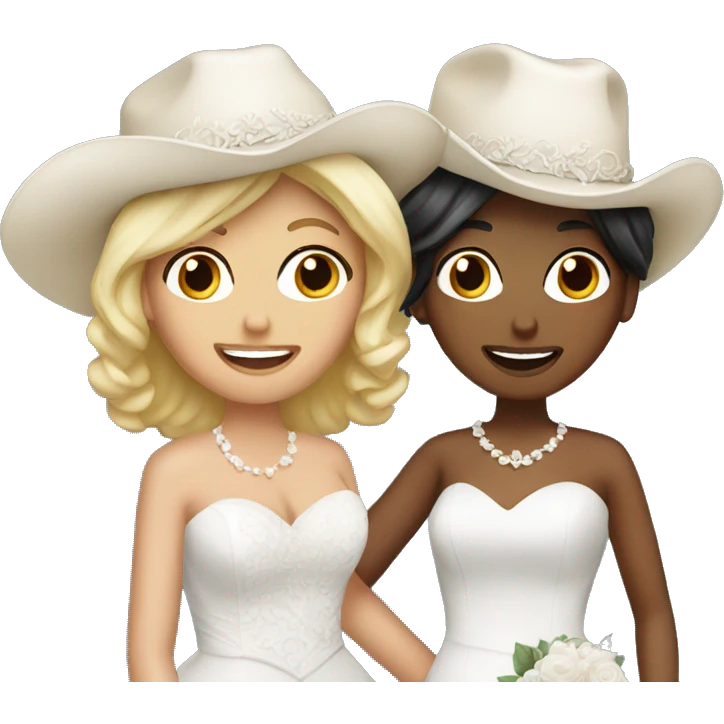 two women brides getting married cowboy hats emoji