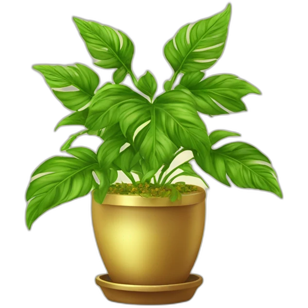 divine plant in a flower pot in golden on a stand with four feer emoji